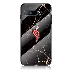 Funda Bumper Silicona Gel Espejo Patron de Moda Carcasa para Asus ROG Phone 3 Oro y Negro