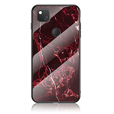 Funda Bumper Silicona Gel Espejo Patron de Moda Carcasa para Google Pixel 4a Rojo