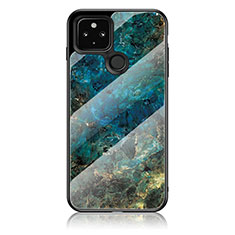 Funda Bumper Silicona Gel Espejo Patron de Moda Carcasa para Google Pixel 5 XL 5G Azul