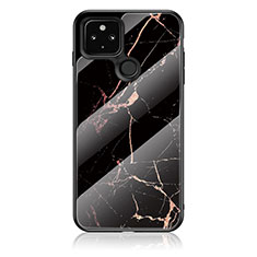 Funda Bumper Silicona Gel Espejo Patron de Moda Carcasa para Google Pixel 5 XL 5G Oro y Negro