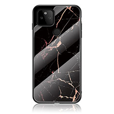 Funda Bumper Silicona Gel Espejo Patron de Moda Carcasa para Google Pixel 5a 5G Oro y Negro