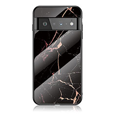 Funda Bumper Silicona Gel Espejo Patron de Moda Carcasa para Google Pixel 6 Pro 5G Oro y Negro