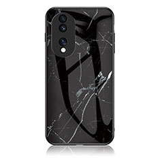 Funda Bumper Silicona Gel Espejo Patron de Moda Carcasa para Huawei Honor 70 5G Negro