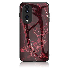 Funda Bumper Silicona Gel Espejo Patron de Moda Carcasa para Huawei Honor 70 Pro 5G Rojo