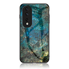 Funda Bumper Silicona Gel Espejo Patron de Moda Carcasa para Huawei Honor 80 Pro Flat 5G Azul