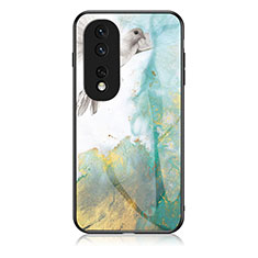 Funda Bumper Silicona Gel Espejo Patron de Moda Carcasa para Huawei Honor 80 Pro Flat 5G Verde