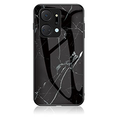 Funda Bumper Silicona Gel Espejo Patron de Moda Carcasa para Huawei Honor X7a Negro