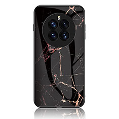 Funda Bumper Silicona Gel Espejo Patron de Moda Carcasa para Huawei Mate 50E Oro y Negro