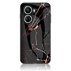 Funda Bumper Silicona Gel Espejo Patron de Moda Carcasa para Huawei Nova 10 SE Oro y Negro