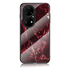 Funda Bumper Silicona Gel Espejo Patron de Moda Carcasa para Huawei P50 Pro Rojo