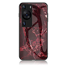 Funda Bumper Silicona Gel Espejo Patron de Moda Carcasa para Huawei P60 Pro Rojo