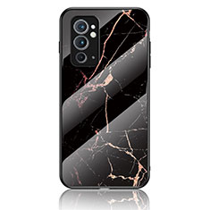 Funda Bumper Silicona Gel Espejo Patron de Moda Carcasa para OnePlus 9RT 5G Oro y Negro