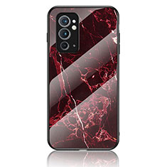 Funda Bumper Silicona Gel Espejo Patron de Moda Carcasa para OnePlus 9RT 5G Rojo