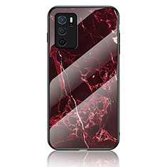 Funda Bumper Silicona Gel Espejo Patron de Moda Carcasa para Oppo A16 Rojo