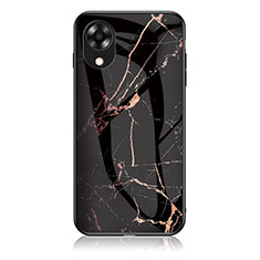 Funda Bumper Silicona Gel Espejo Patron de Moda Carcasa para Oppo A17K Oro y Negro