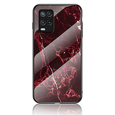 Funda Bumper Silicona Gel Espejo Patron de Moda Carcasa para Oppo A54 4G Rojo