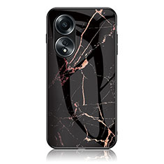 Funda Bumper Silicona Gel Espejo Patron de Moda Carcasa para Oppo A78 4G Oro y Negro