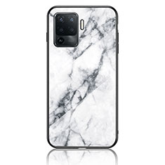 Funda Bumper Silicona Gel Espejo Patron de Moda Carcasa para Oppo A94 4G Blanco