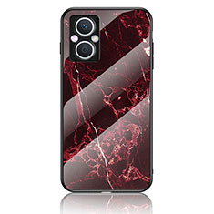 Funda Bumper Silicona Gel Espejo Patron de Moda Carcasa para Oppo A96 5G Rojo