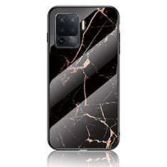 Funda Bumper Silicona Gel Espejo Patron de Moda Carcasa para Oppo F19 Pro Oro y Negro