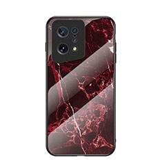 Funda Bumper Silicona Gel Espejo Patron de Moda Carcasa para Oppo Find X5 5G Rojo