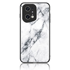 Funda Bumper Silicona Gel Espejo Patron de Moda Carcasa para Oppo Find X5 Pro 5G Blanco