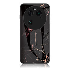 Funda Bumper Silicona Gel Espejo Patron de Moda Carcasa para Oppo Find X6 Pro 5G Oro y Negro