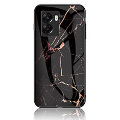 Funda Bumper Silicona Gel Espejo Patron de Moda Carcasa para Oppo K10 5G India Oro y Negro