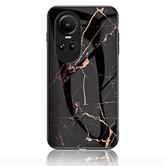 Funda Bumper Silicona Gel Espejo Patron de Moda Carcasa para Oppo Reno10 5G Oro y Negro