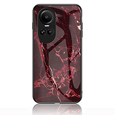 Funda Bumper Silicona Gel Espejo Patron de Moda Carcasa para Oppo Reno10 5G Rojo