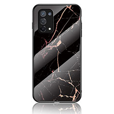 Funda Bumper Silicona Gel Espejo Patron de Moda Carcasa para Oppo Reno6 Lite Oro y Negro