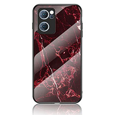 Funda Bumper Silicona Gel Espejo Patron de Moda Carcasa para Oppo Reno7 5G Rojo