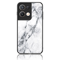 Funda Bumper Silicona Gel Espejo Patron de Moda Carcasa para Oppo Reno8 Pro 5G Blanco