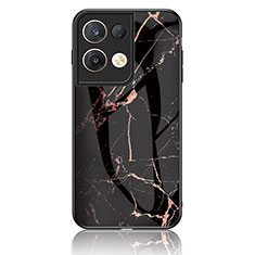 Funda Bumper Silicona Gel Espejo Patron de Moda Carcasa para Oppo Reno8 Pro 5G Oro y Negro