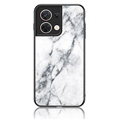 Funda Bumper Silicona Gel Espejo Patron de Moda Carcasa para Oppo Reno9 5G Blanco