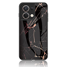 Funda Bumper Silicona Gel Espejo Patron de Moda Carcasa para Oppo Reno9 Pro 5G Oro y Negro