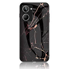 Funda Bumper Silicona Gel Espejo Patron de Moda Carcasa para Realme 10 4G Oro y Negro