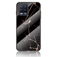 Funda Bumper Silicona Gel Espejo Patron de Moda Carcasa para Realme 8 4G Oro y Negro