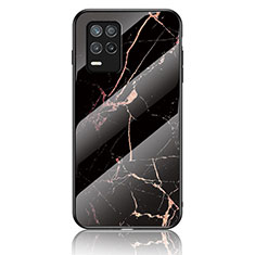 Funda Bumper Silicona Gel Espejo Patron de Moda Carcasa para Realme 8 5G Oro y Negro