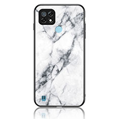 Funda Bumper Silicona Gel Espejo Patron de Moda Carcasa para Realme C21 Blanco