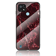 Funda Bumper Silicona Gel Espejo Patron de Moda Carcasa para Realme C21 Rojo