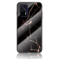 Funda Bumper Silicona Gel Espejo Patron de Moda Carcasa para Realme GT Neo 2T 5G Oro y Negro