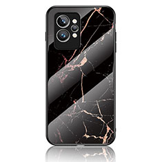 Funda Bumper Silicona Gel Espejo Patron de Moda Carcasa para Realme GT2 Pro 5G Oro y Negro