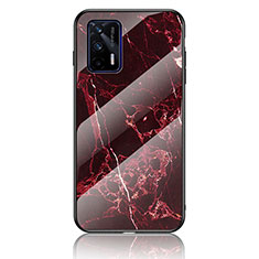 Funda Bumper Silicona Gel Espejo Patron de Moda Carcasa para Realme Q3 Pro 5G Rojo