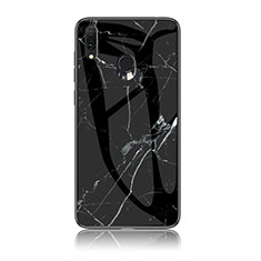 Funda Bumper Silicona Gel Espejo Patron de Moda Carcasa para Samsung Galaxy A20e Negro