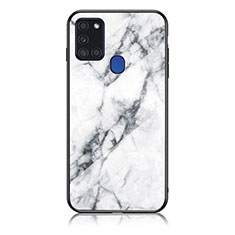 Funda Bumper Silicona Gel Espejo Patron de Moda Carcasa para Samsung Galaxy A21s Blanco