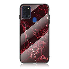 Funda Bumper Silicona Gel Espejo Patron de Moda Carcasa para Samsung Galaxy A21s Rojo