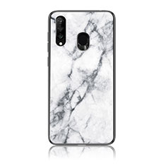 Funda Bumper Silicona Gel Espejo Patron de Moda Carcasa para Samsung Galaxy A40s Blanco