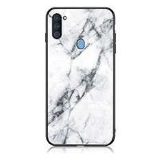 Funda Bumper Silicona Gel Espejo Patron de Moda Carcasa para Samsung Galaxy M11 Blanco