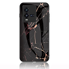 Funda Bumper Silicona Gel Espejo Patron de Moda Carcasa para Vivo iQOO 10 5G Oro y Negro